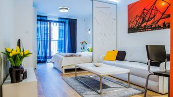 Flat-screen TV, DVD player