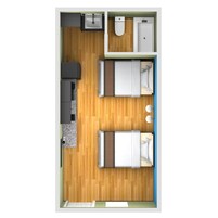 客房, 2 张双人床, 无烟房 (Efficiency) | 免费 WiFi、床单