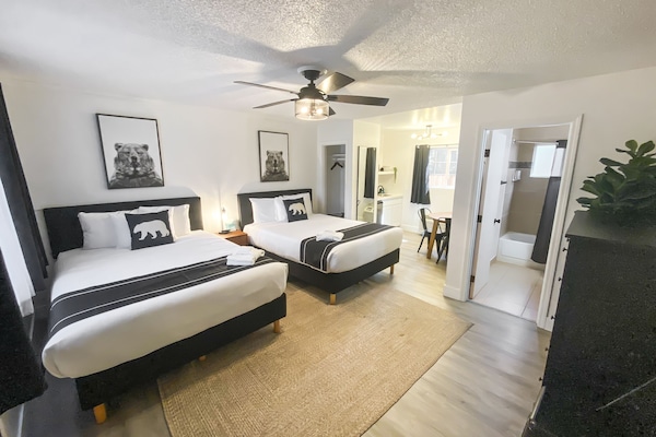 Signature Double Room, 2 Queen Beds (Wet Bar) | Laptop workspace, iron/ironing board, free WiFi, bed sheets