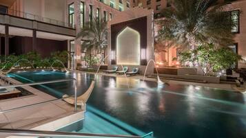 Outdoor pool, sun loungers