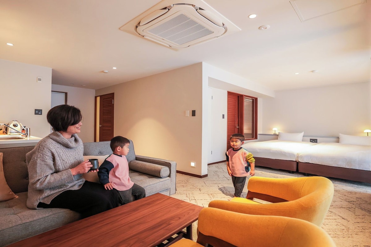 リノベーション済 モデレートスイート|温泉SPA無料(禁煙) | WiFi (無料)、ベッドシーツ
