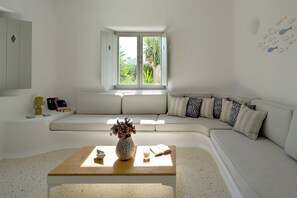 Executive Villa, Hot Tub, Sea View | Living area - Angels Villas (Paros)