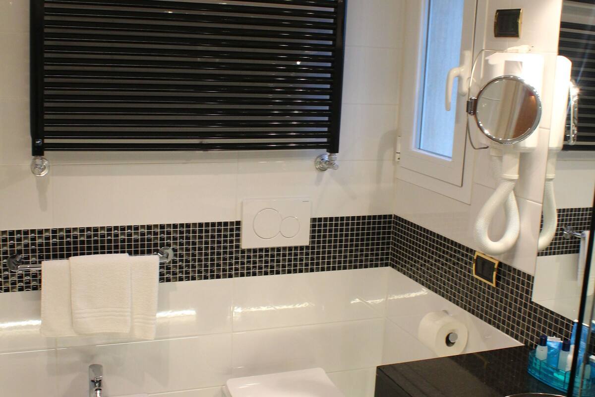 shower, free toiletries, hair dryer, bidet