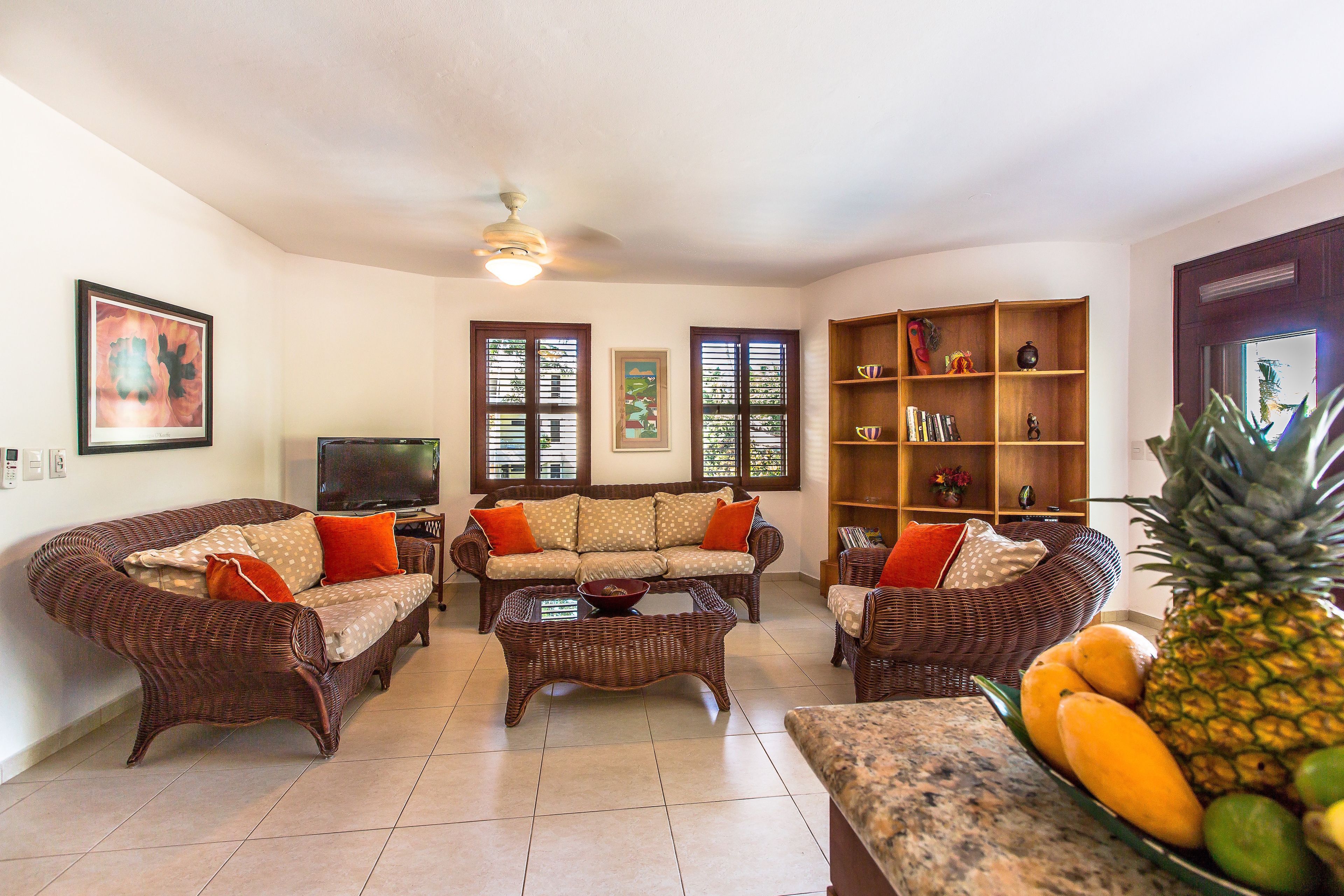 premium apartment, sea view | living room | flat-screen tv