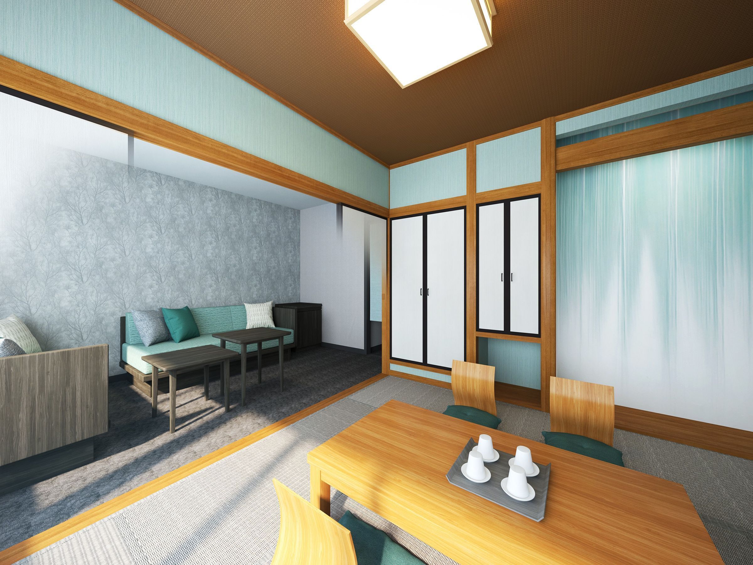 Habitación de estilo japonés, para no fumadores (East Wing Japanese-Western Style Room) | Caja de seguridad en la habitación, wifi gratis y ropa de cama 