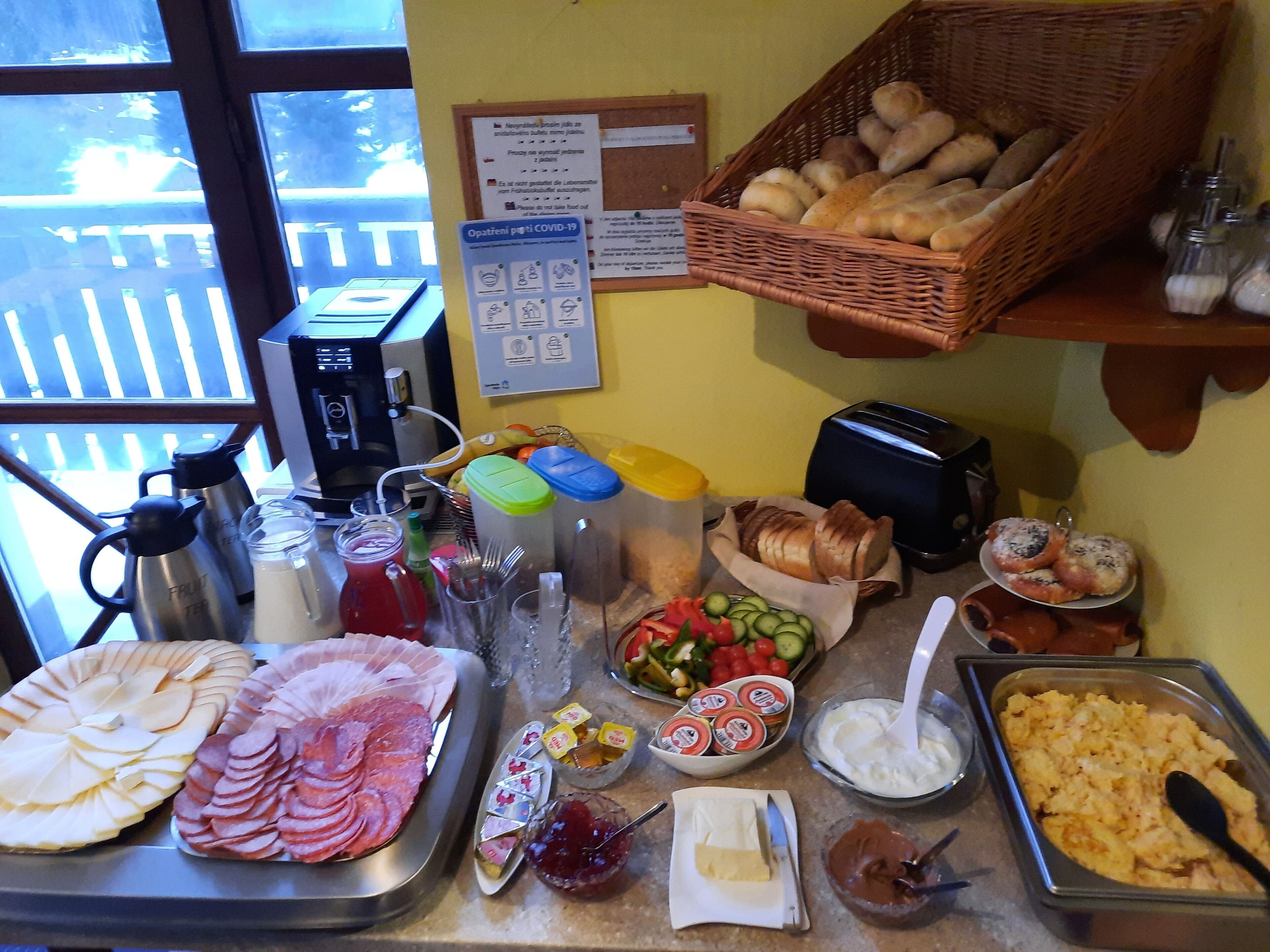 Free daily self-service breakfast 