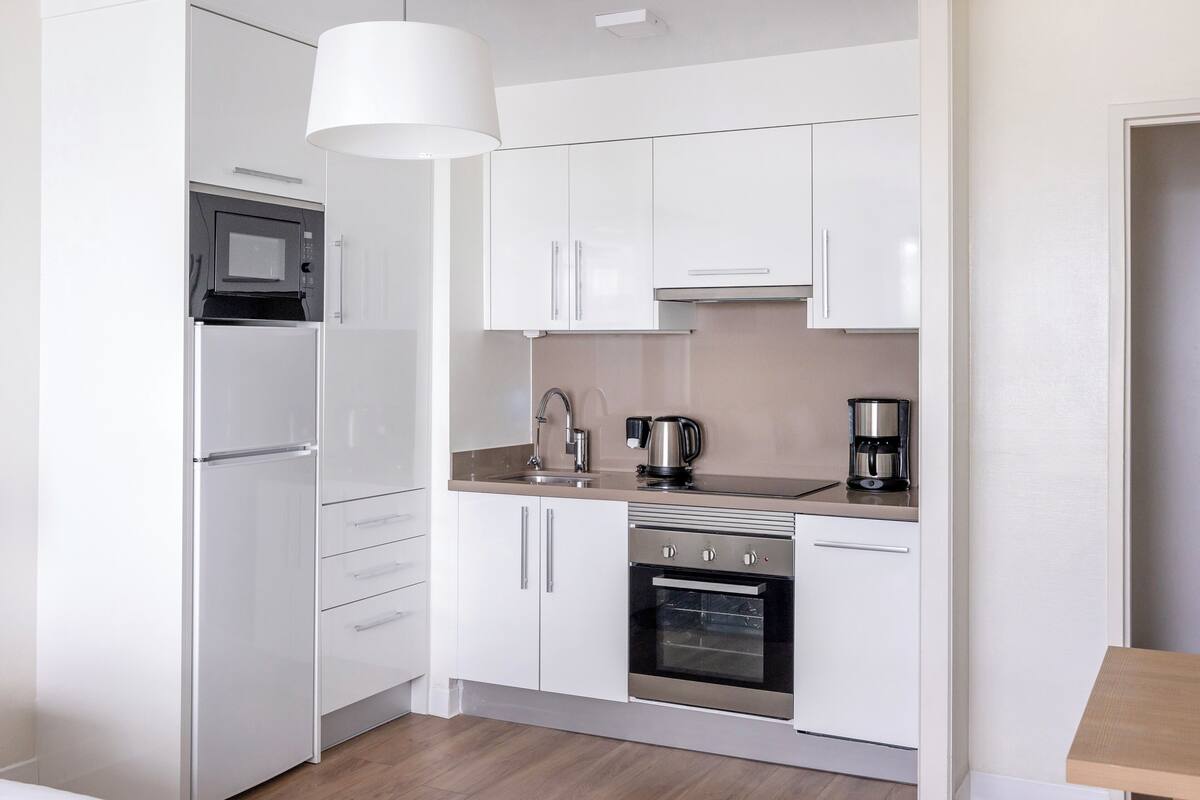 studio (apartment) | private kitchen | fridge, microwave, stovetop, dishwasher
