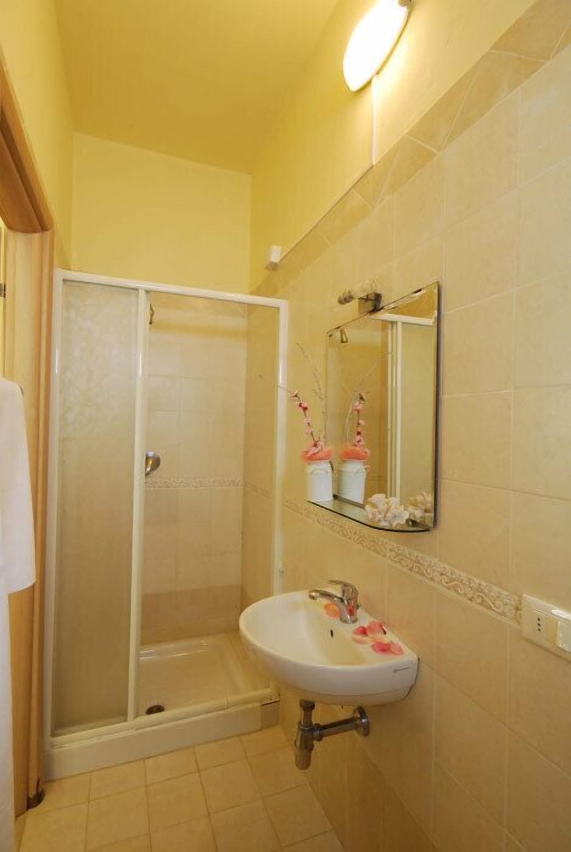 Shower, free toiletries, hair dryer, bidet