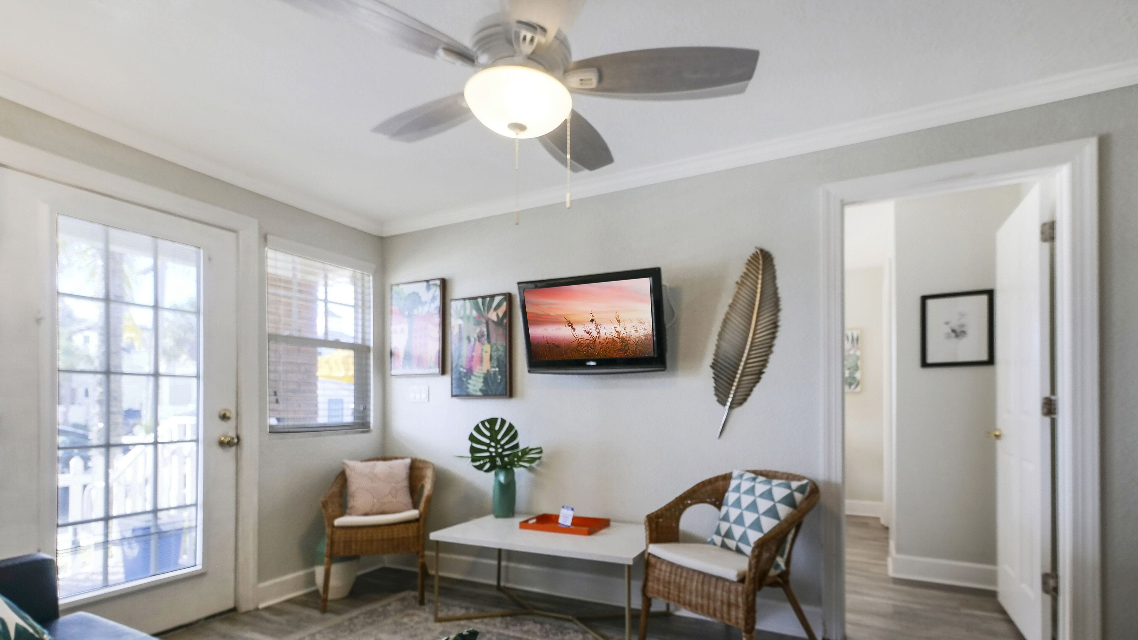 #1 garden suite, 2b/1b | living area | 32-inch tv with cable channels