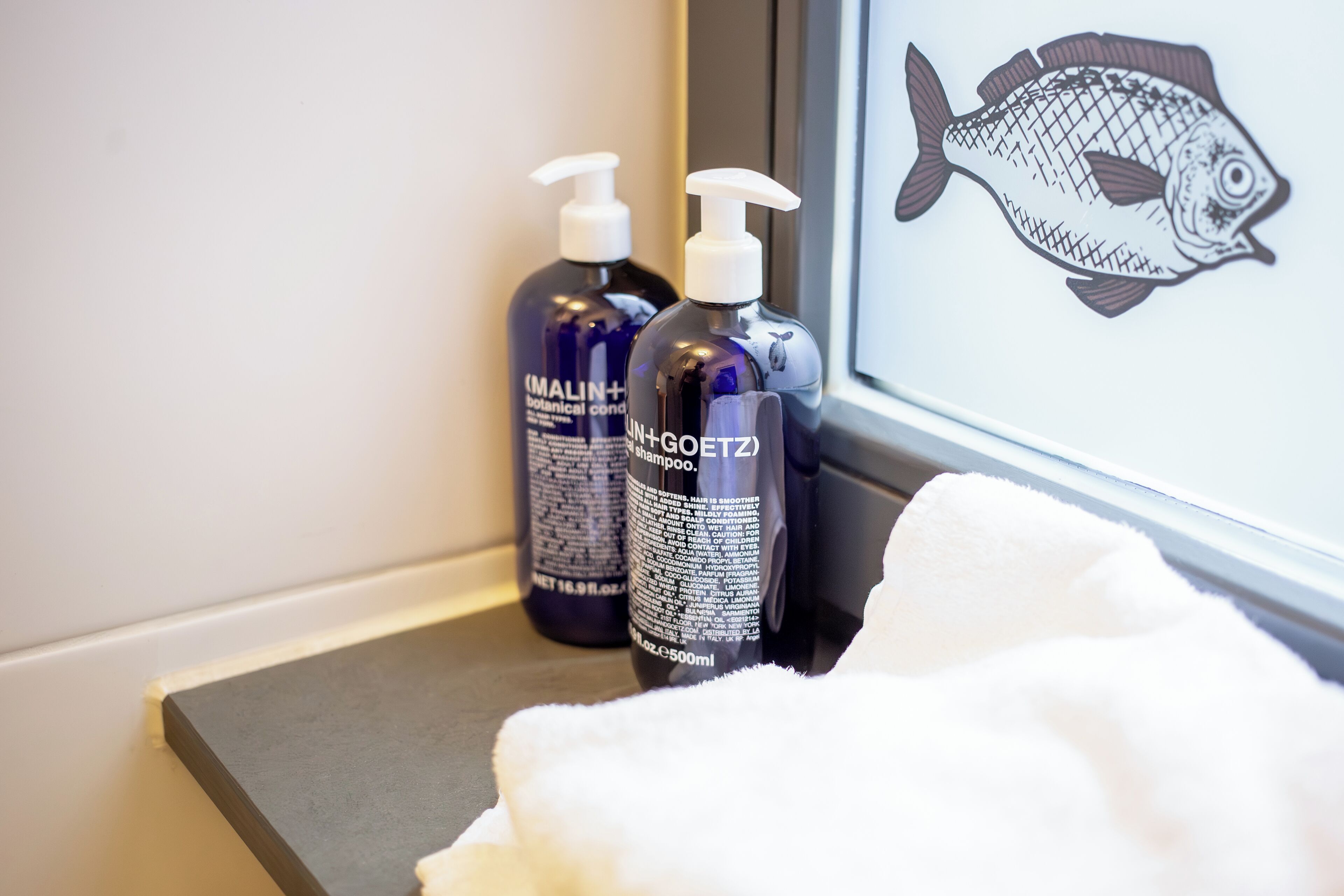 shower, rainfall showerhead, designer toiletries, hair dryer