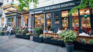 Das Circus Hostel mit Außenbereich und Kübelpflanzen.