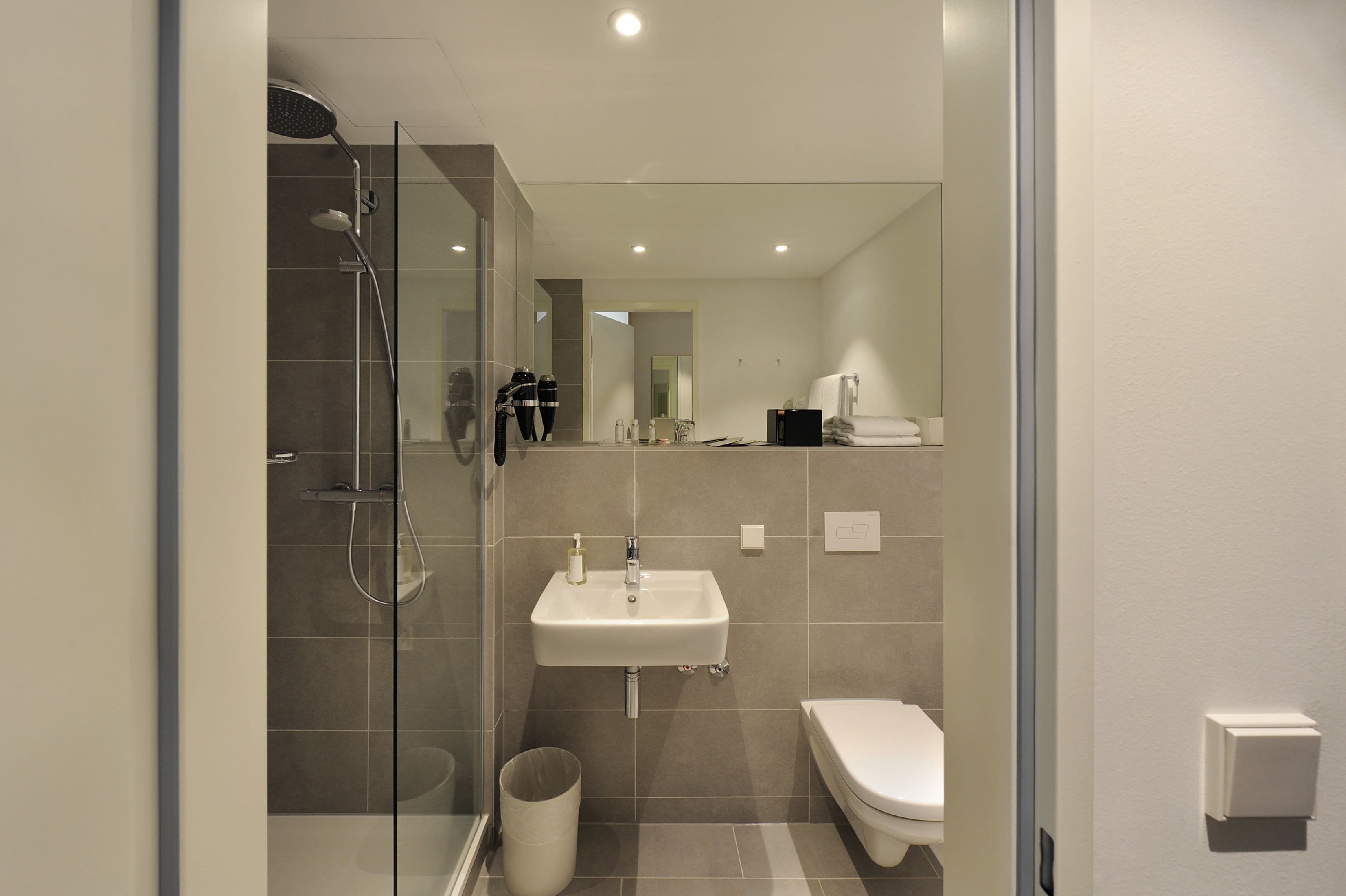 single room | bathroom | shower, rainfall showerhead, designer toiletries, hair dryer