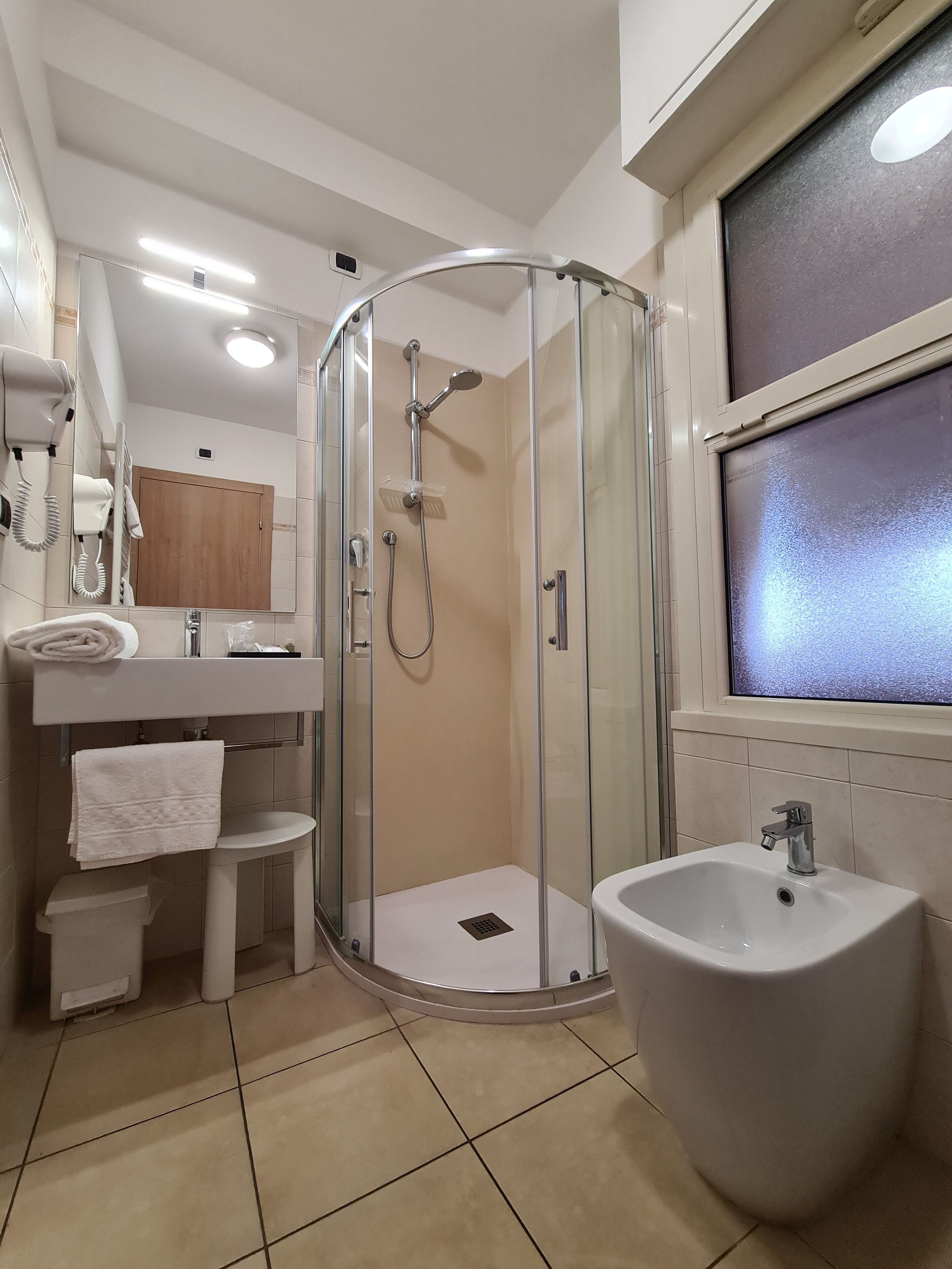 shower, free toiletries, hair dryer, bathrobes