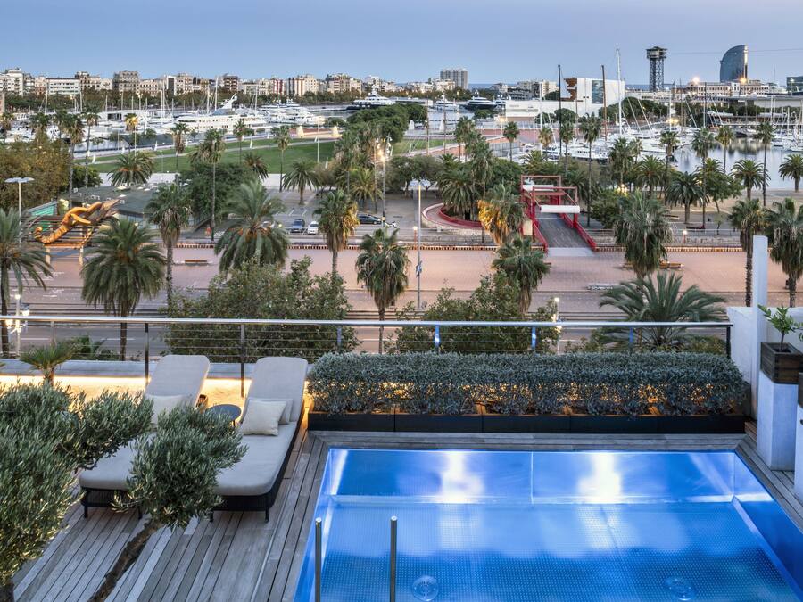 Piscina a l'aire lliure i gandules