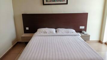 1 bedroom, desk, blackout curtains, iron/ironing board