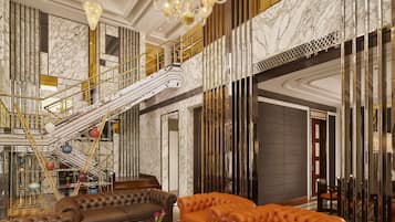 The Saigon Suite, Duplex, 2-bedroom, Business Lounge access, Free minibar, River view. | Wohnzimmer | 48-Zoll-LED-Fernseher mit Kabelempfang, Fernseher