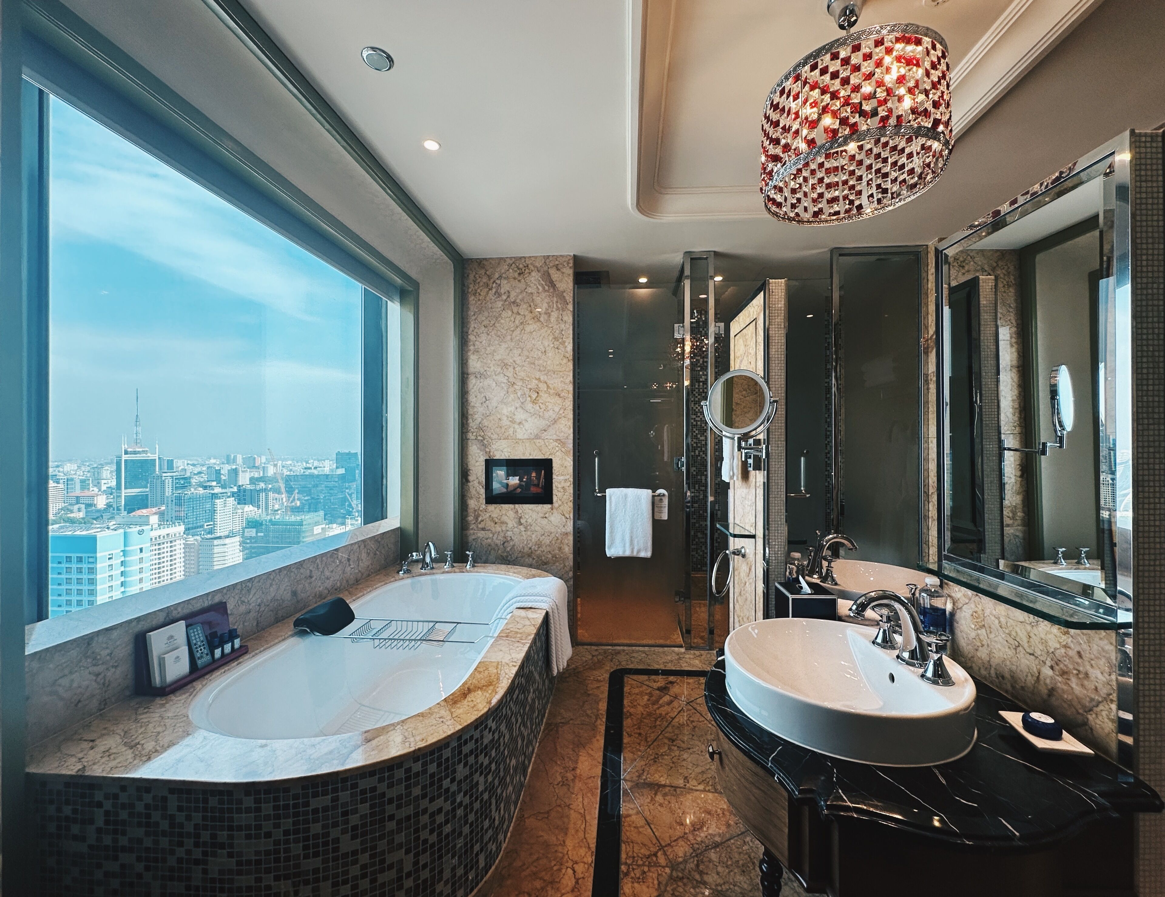 panorama deluxe king free minibar, panoramic view | bathroom | separate bathtub and shower, deep-soaking bathtub, rainfall showerhead