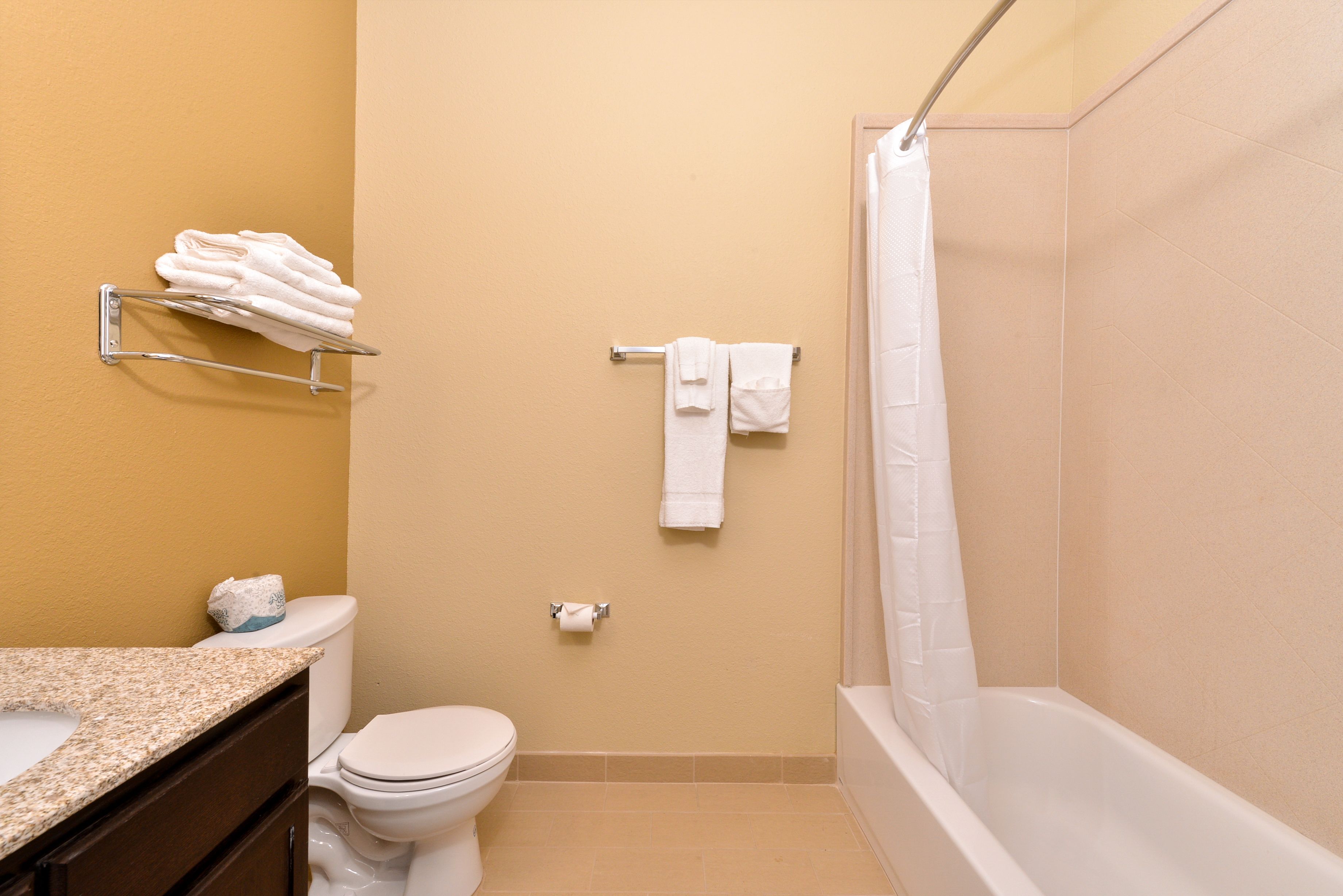 free toiletries, hair dryer, towels