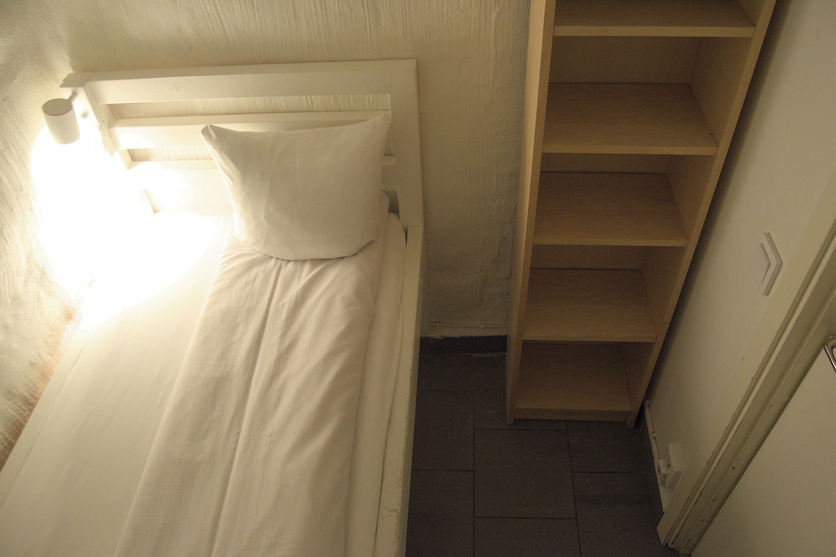 Basic Single Room, No Windows (small room) | Soundproofing, free WiFi, bed sheets