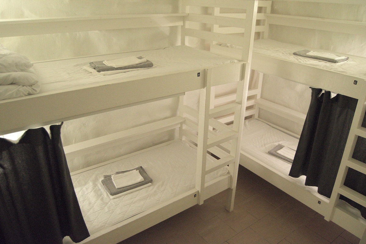 Basic shared 4-bed mixed dormitory, private bathroom, no windows | Soundproofing, free WiFi, bed sheets