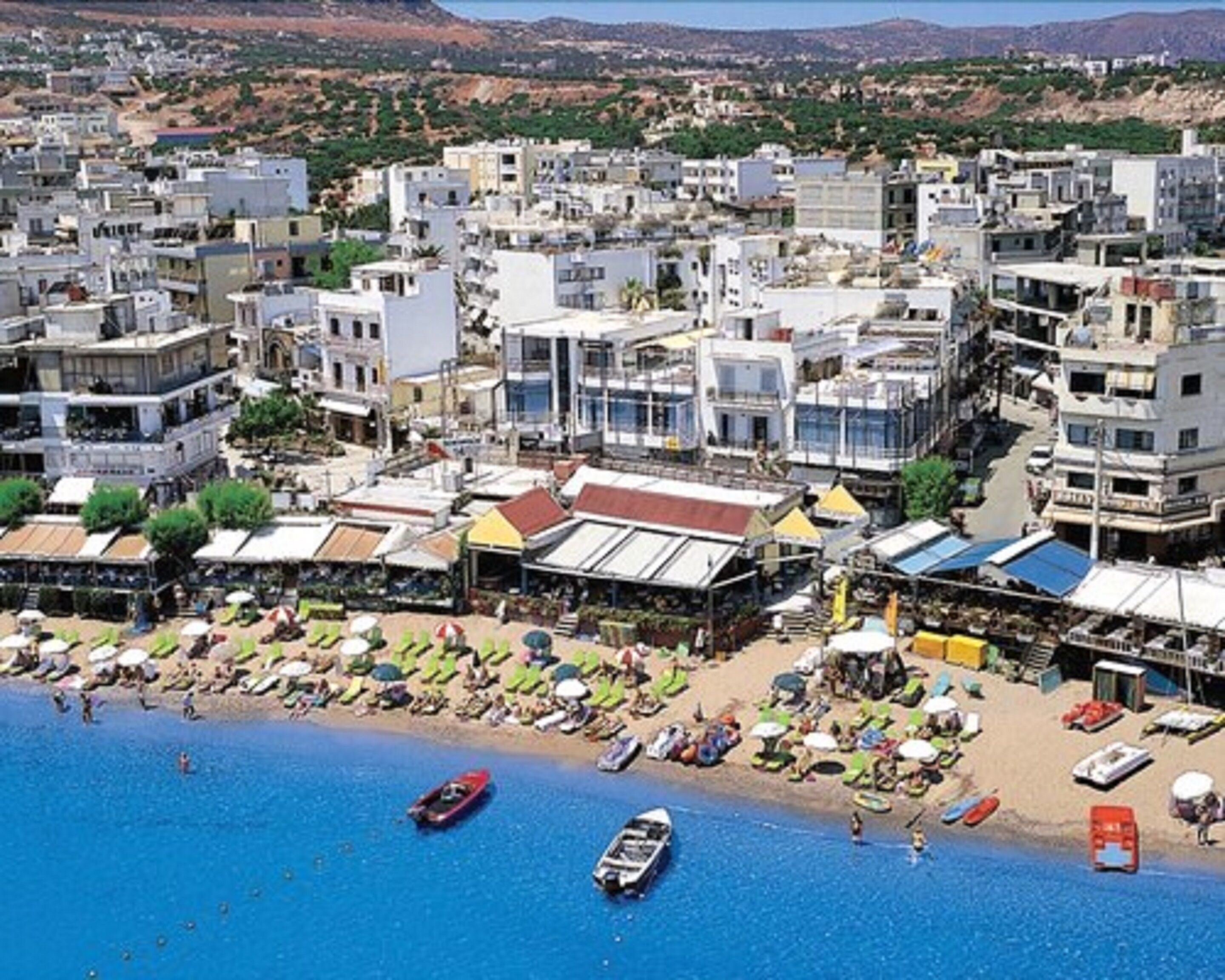 On the beach, sun loungers, beach umbrellas