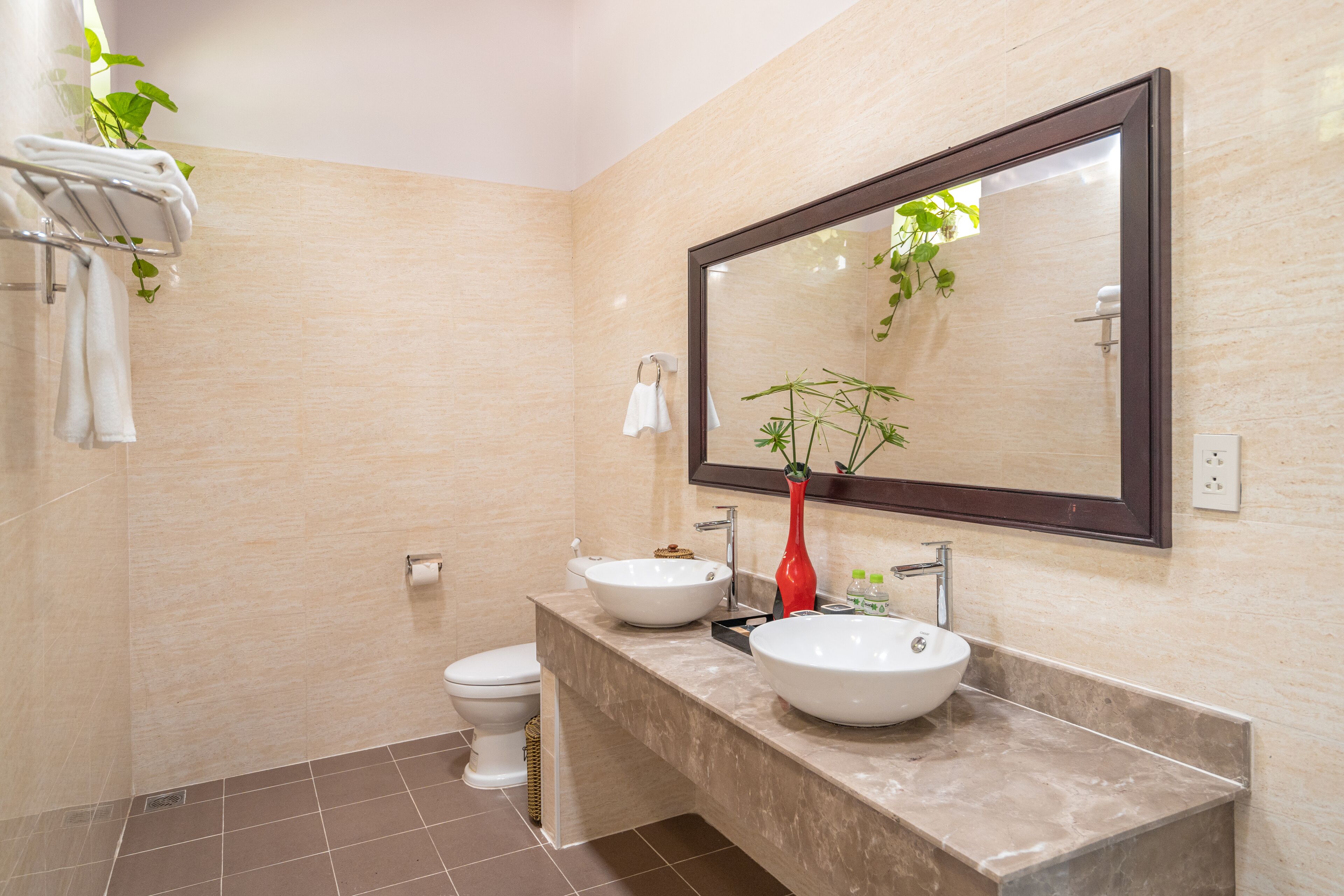 free toiletries, hair dryer, bathrobes, slippers