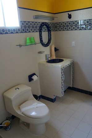 Room, 1 Queen Bed with Sofa bed | Bathroom | Shower, towels