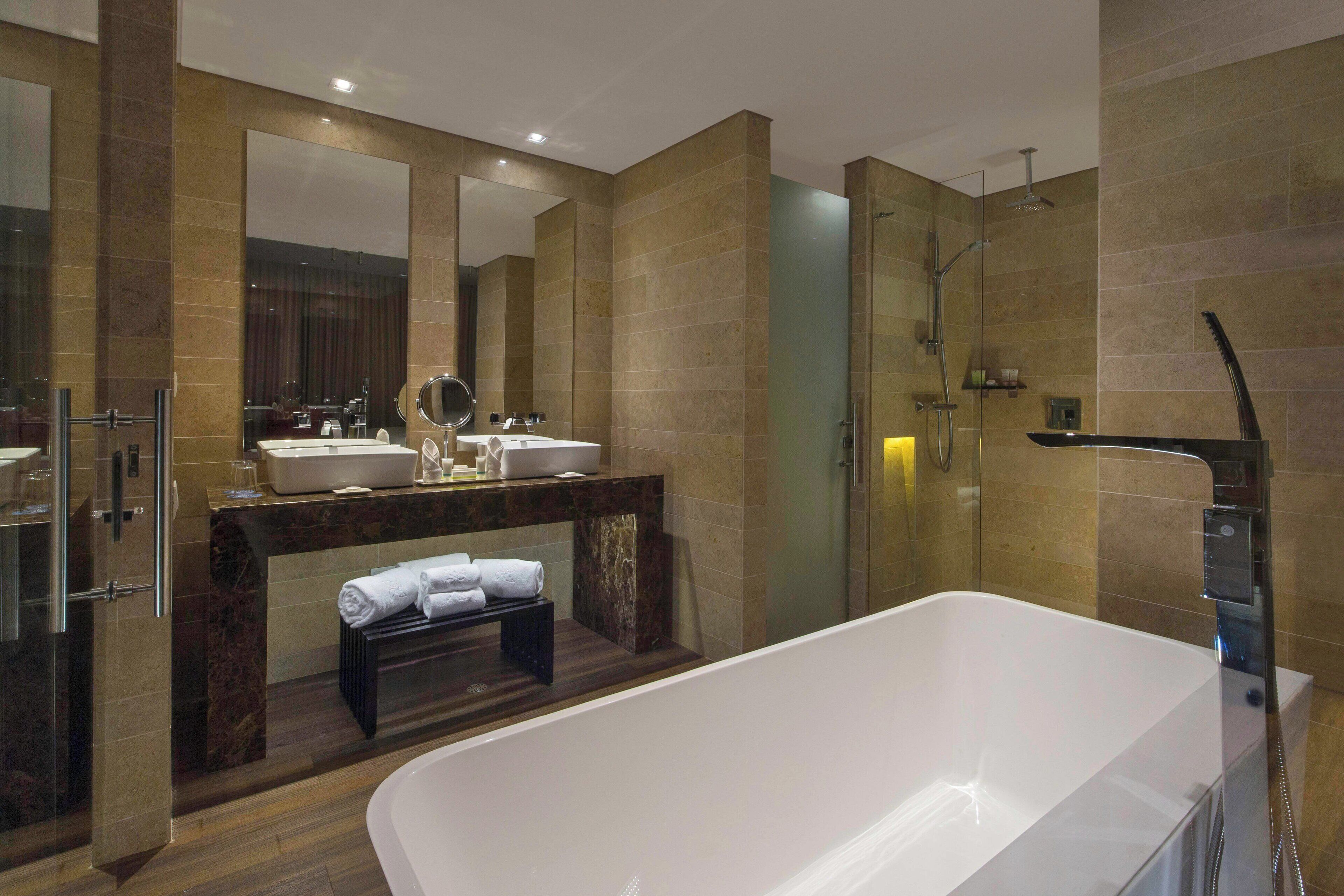 free toiletries, hair dryer, towels