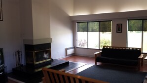 Chalet, Multiple Bedrooms (pillows and duvets provided - bed linens and towels NOT provided) | Living room | TV, fireplace - 7 Bedroom Blue Mountain Chalet with Sauna & Hot Tub #35L (The Blue Mountains)