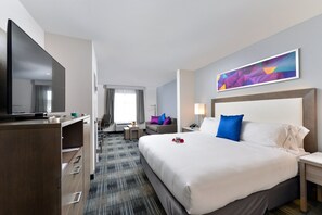 In-room safe, desk, laptop workspace, blackout curtains