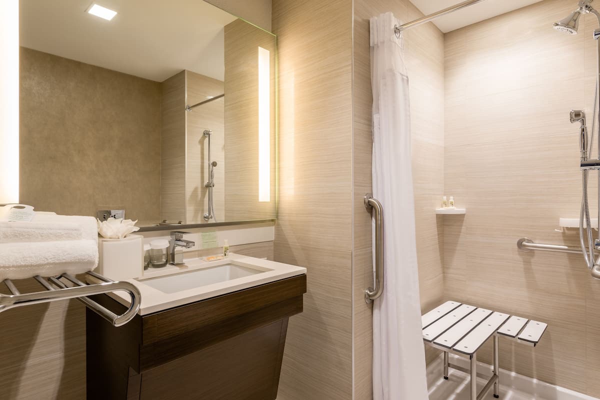Free toiletries, hair dryer, towels