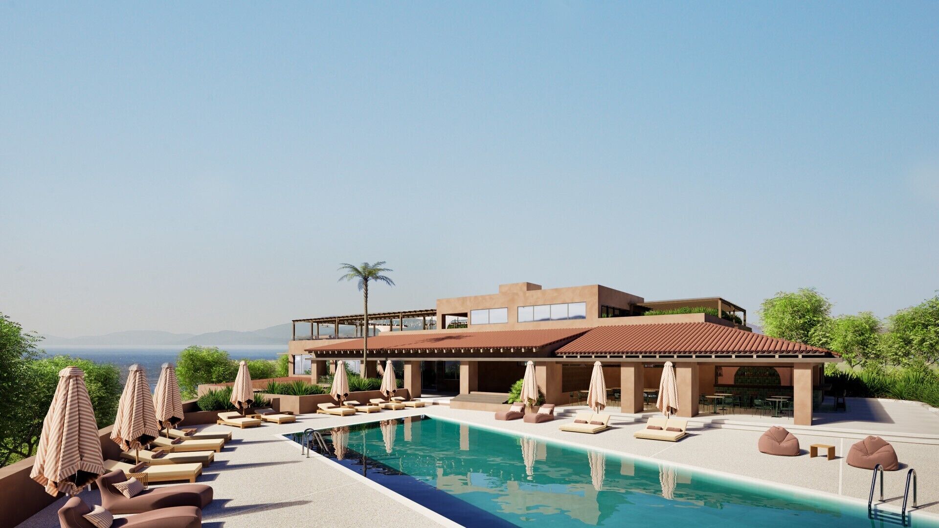 Seasonal outdoor pool, open 8:00 AM to 8:00 PM, pool umbrellas