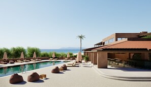 Piscine extérieure (ouverte en saison), parasols de plage