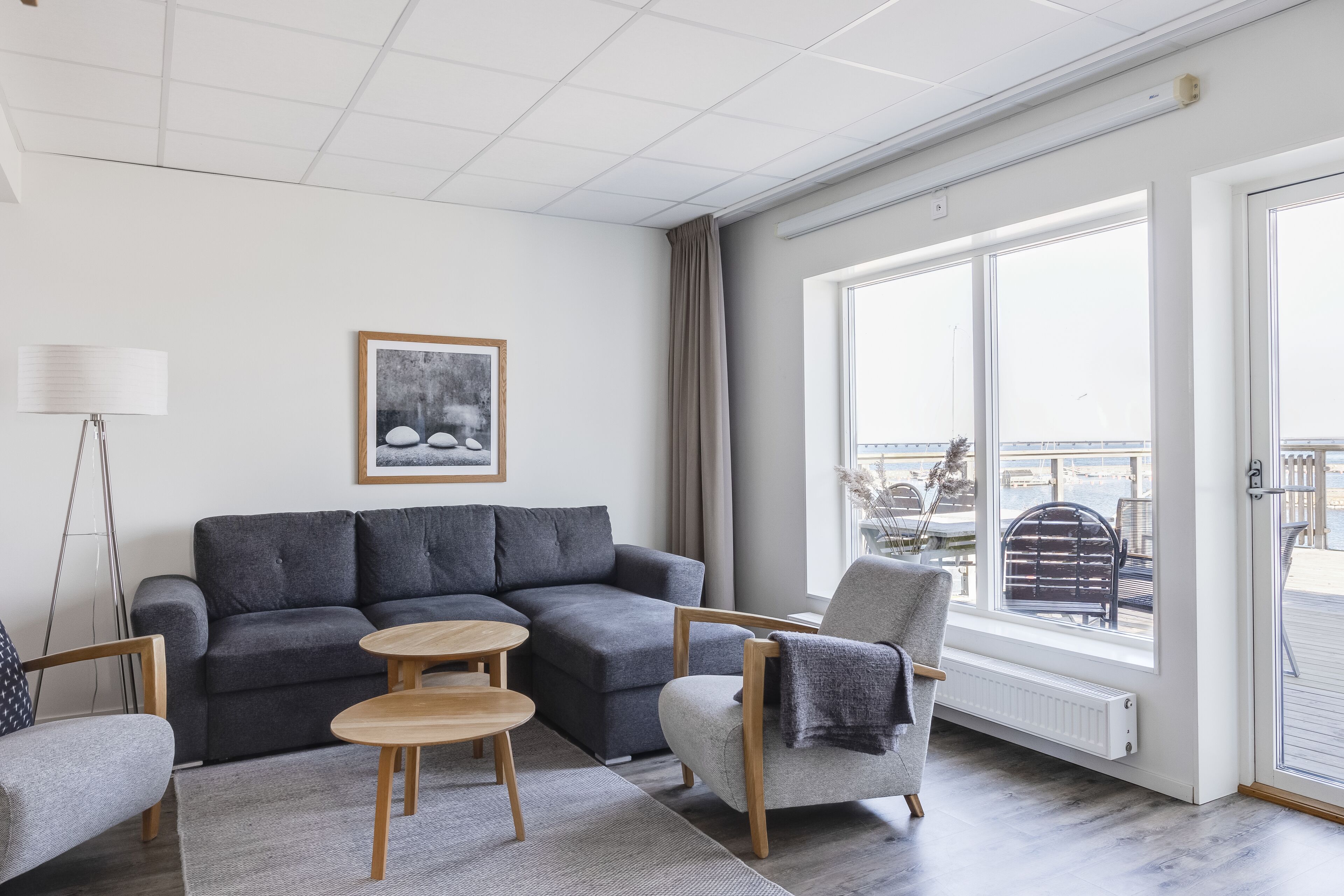 family apartment | living area | 41-inch smart tv with cable channels, tv, smart speakers