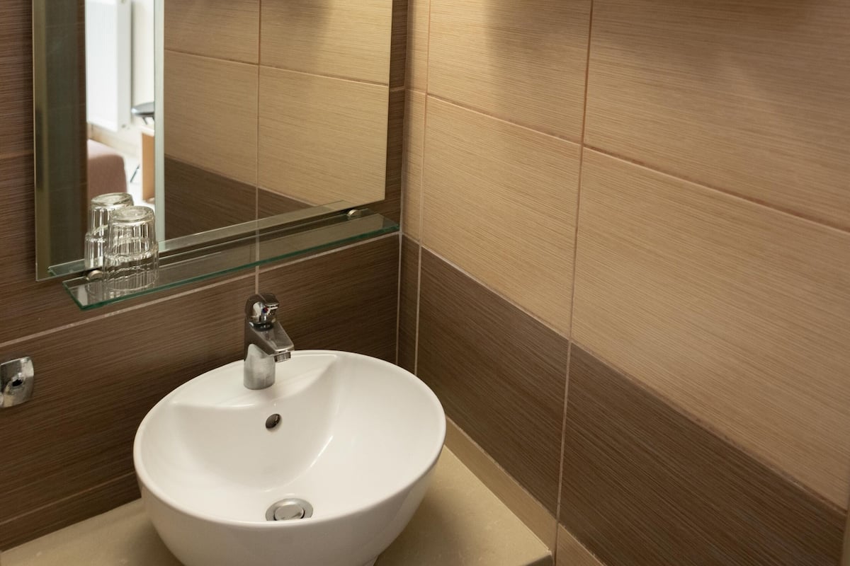 standard room, city view | bathroom | shower, free toiletries, hair dryer, slippers