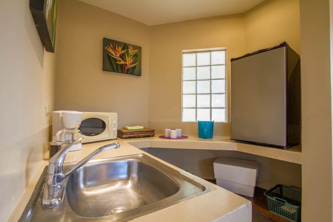 twin room, 1 bedroom, pool view | private kitchenette | coffee/tea maker, electric kettle