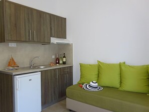 Junior Suite, 1 Bedroom | Private kitchen | Fridge, stovetop, electric kettle, cookware/dishes/utensils - Astra Village & Suites Crete (Hersonissos)