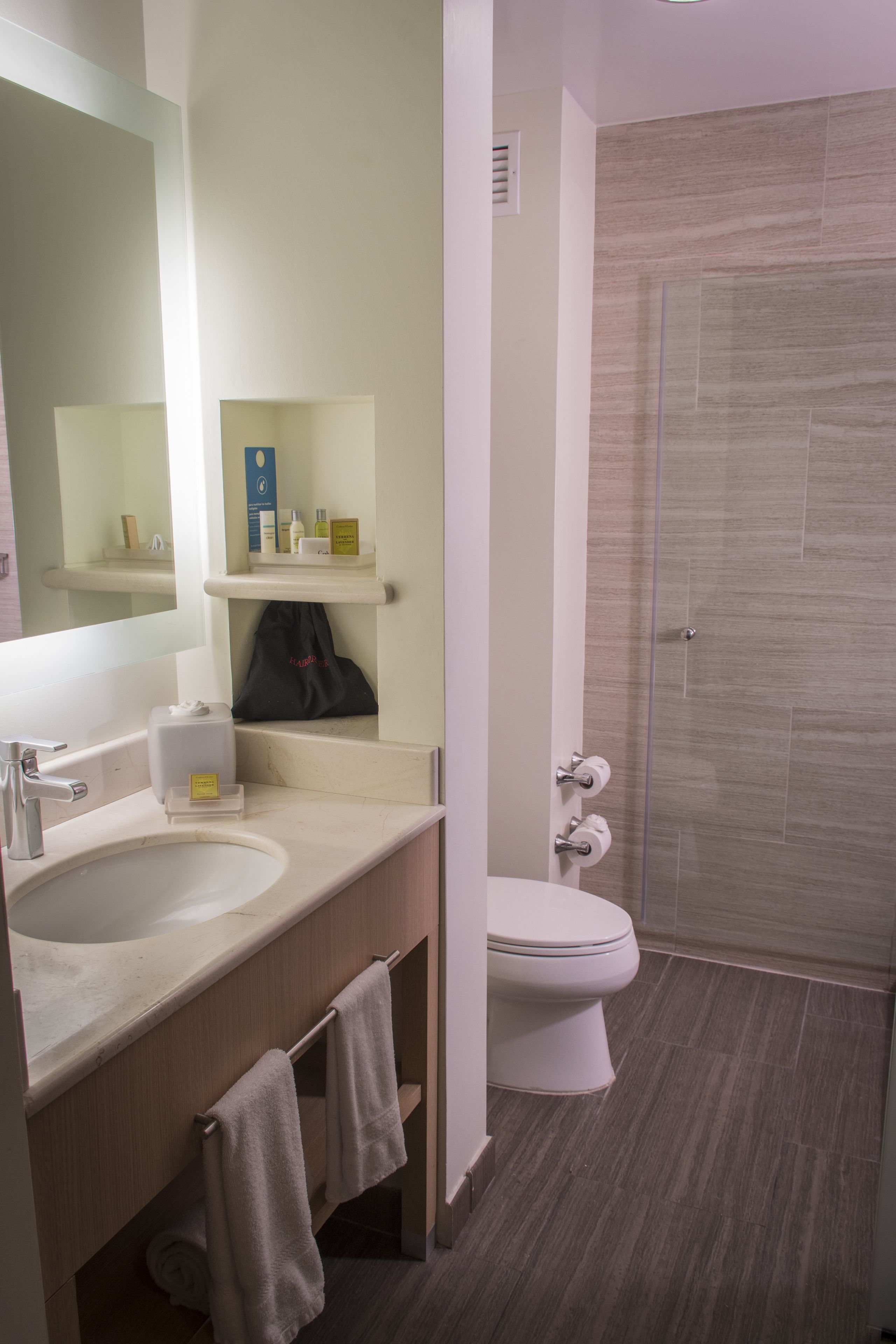 shower, bathrobes, towels