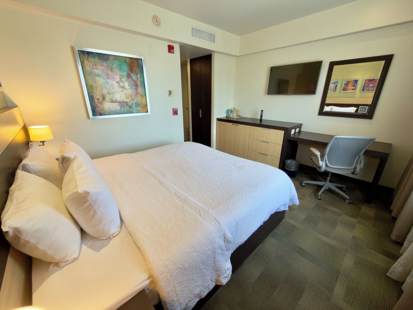 In-room safe, desk, laptop workspace, blackout curtains