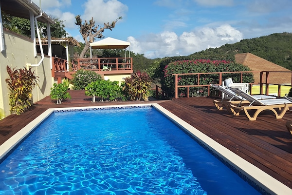 Outdoor pool, pool loungers