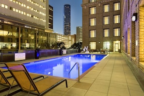 Outdoor pool, sun loungers