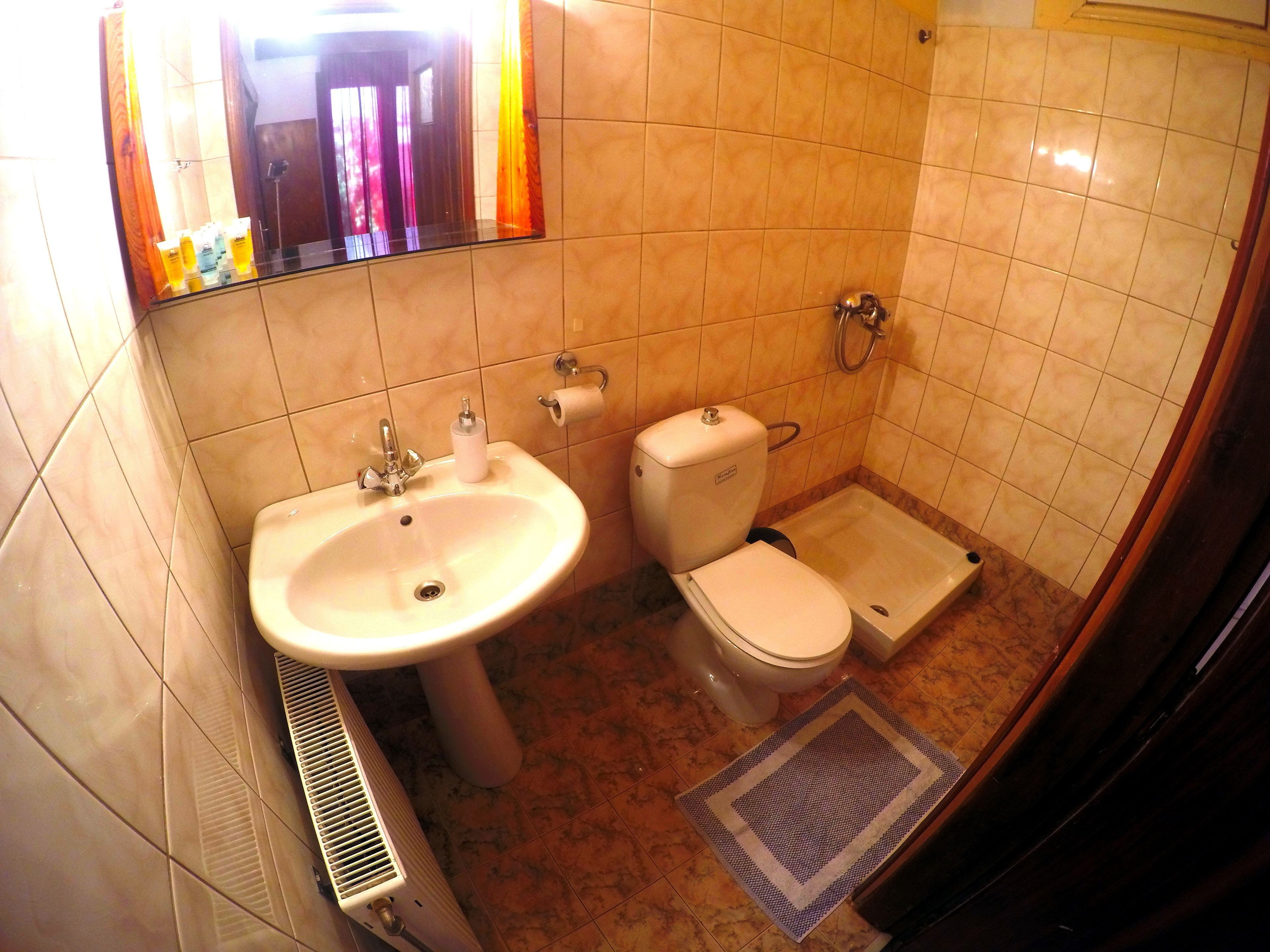 economy studio | bathroom | free toiletries, towels