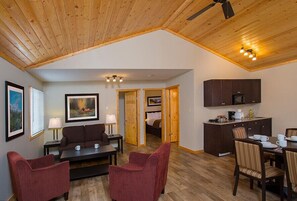 Cabin, 2 Bedrooms, Kitchen | Living room | Fireplace - Jasper East Cabins (Jasper East)