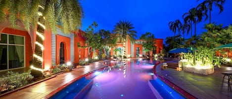Outdoor pool, open 8:30 AM to 9:30 PM, sun loungers