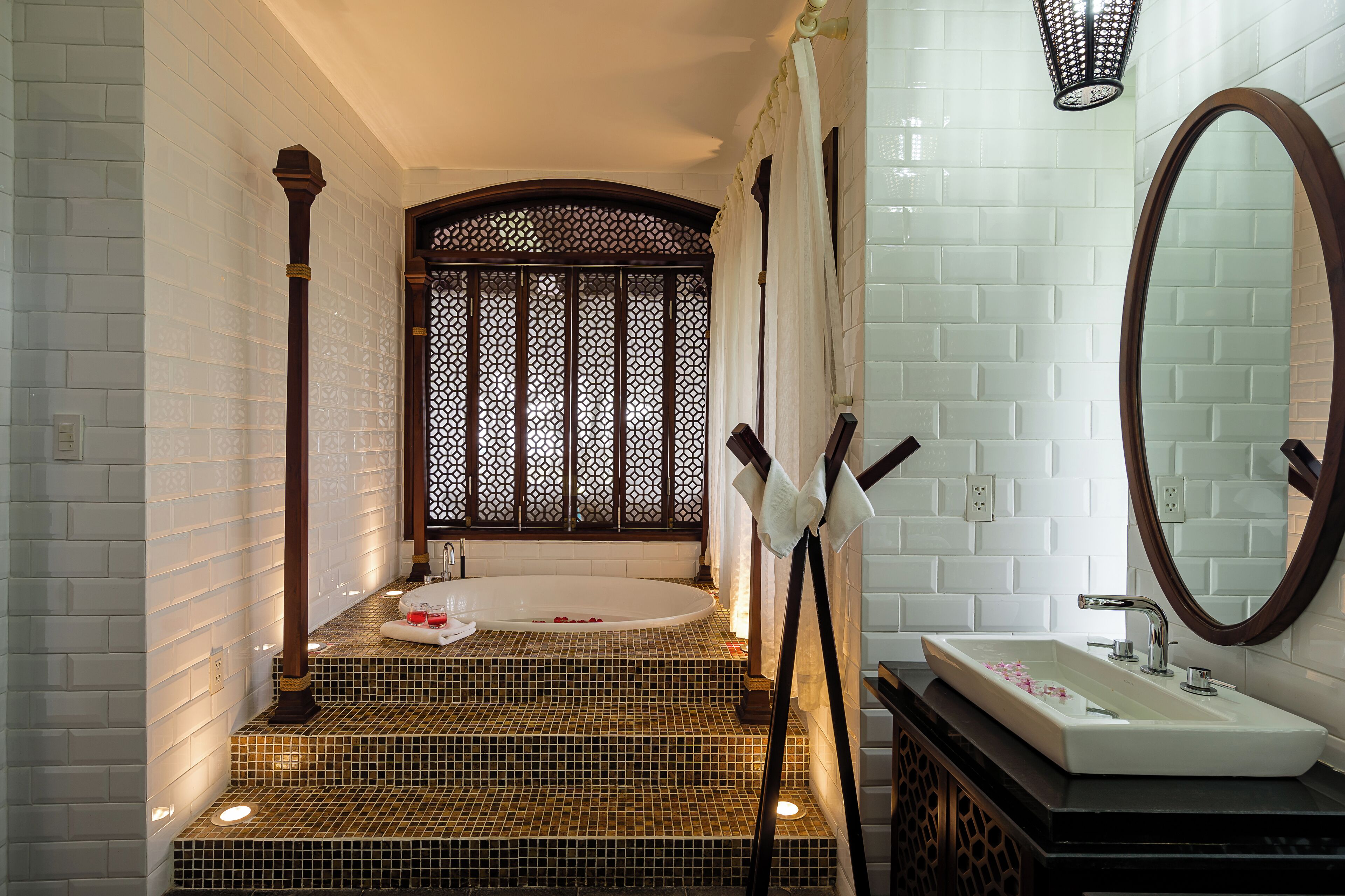 beachfront villa | bathroom | shower, rainfall showerhead, designer toiletries, hair dryer