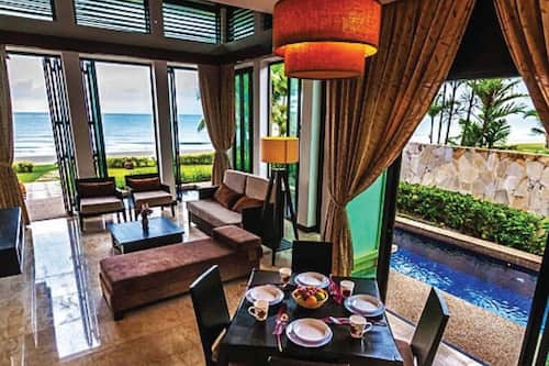 2 Bedroom Sea Front Pool Villa | Living area | 40-inch LED TV with satellite channels, TV