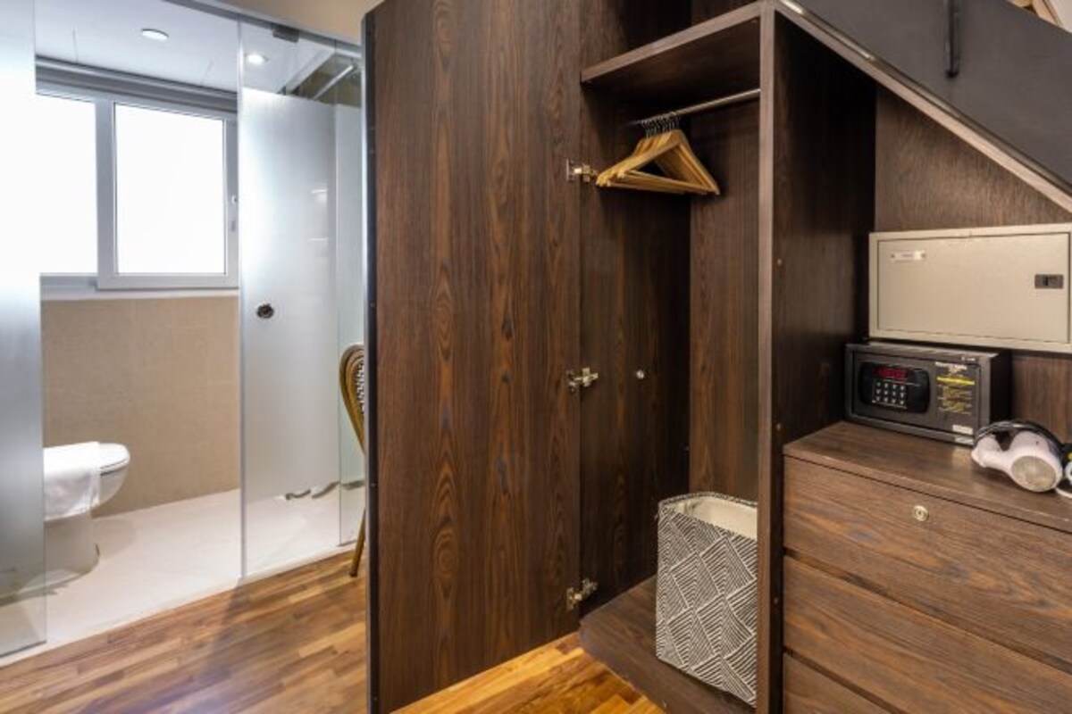 Shower, rainfall showerhead, hair dryer, bidet