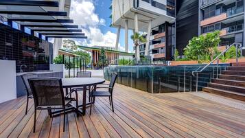 Outdoor pool, sun loungers