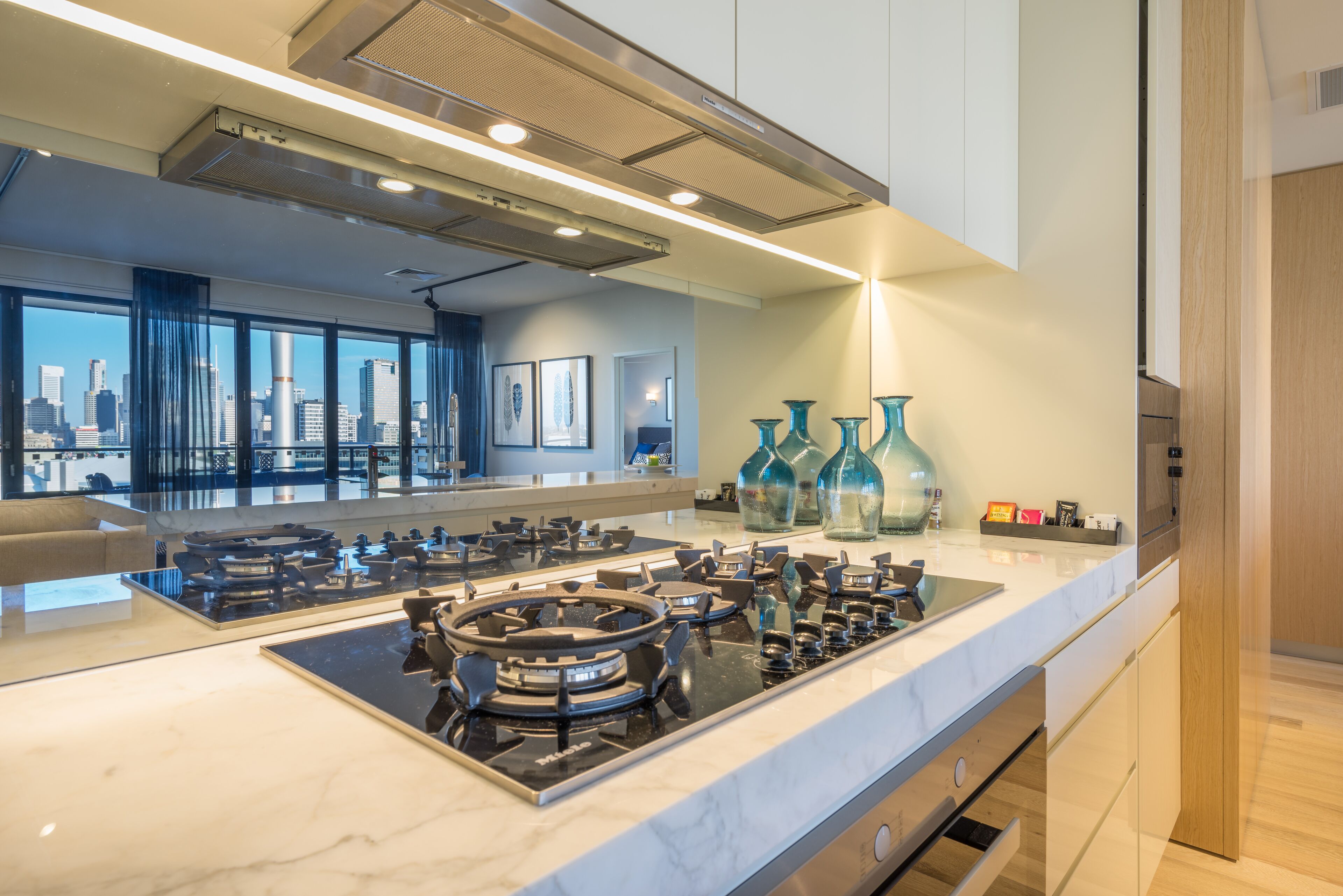 Three bedroom Skyhome | Private kitchen | Full-sized fridge, microwave, oven, stovetop