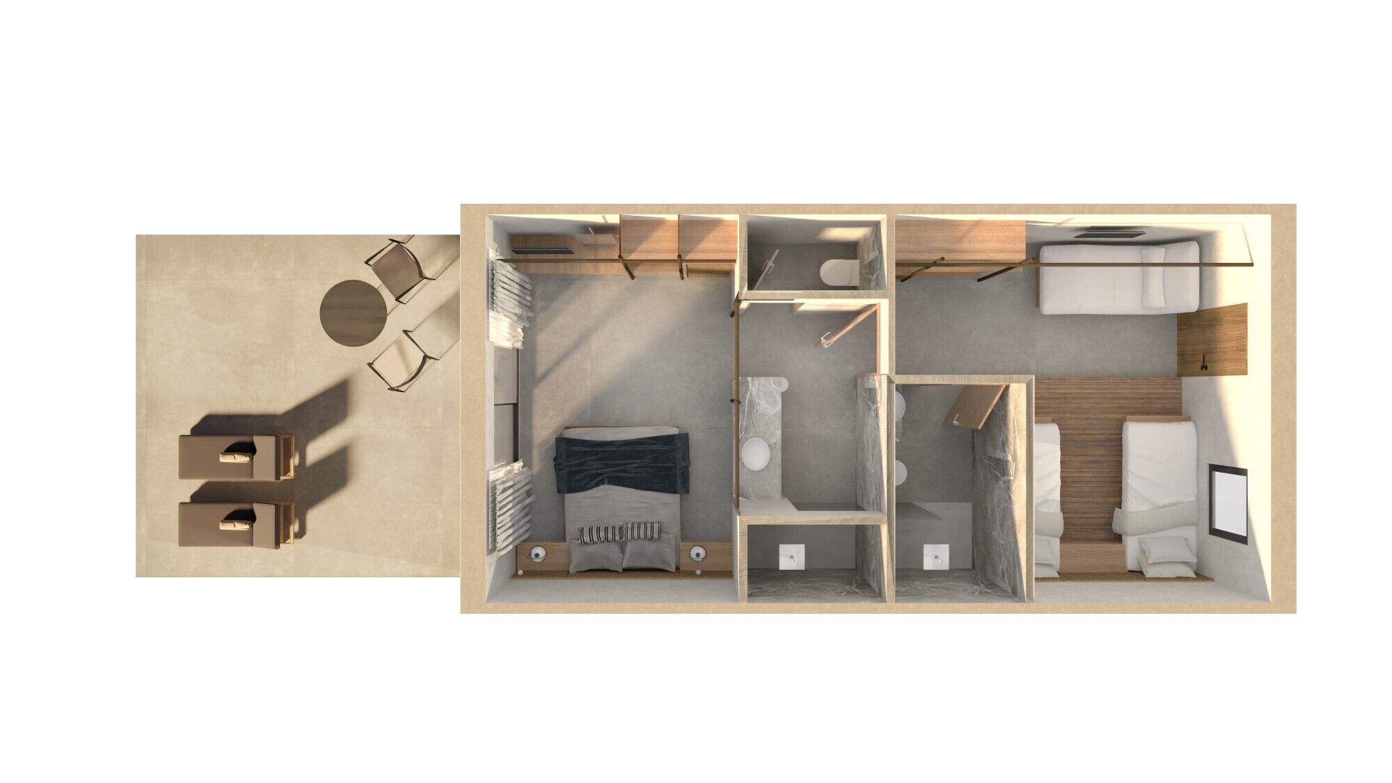 family suite pool view with sharing pool | floor plan